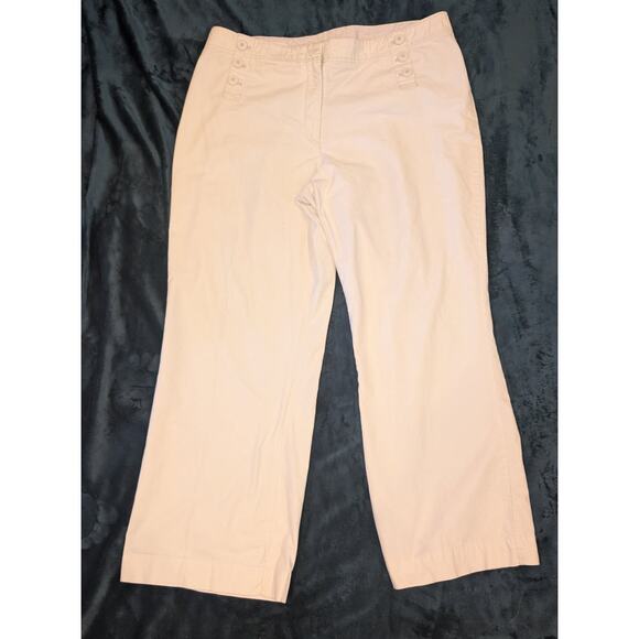 Womens J. Jill 100% Cotton Nautical Button Front Hi Rise Wide Leg Pants Cream 18 - Picture 1 of 6